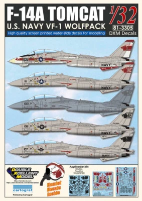 DXM decal 1/32 USN F-14A Tomcat VF-1 Wolfpack - Image 1 of 4