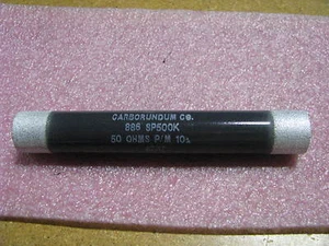 CARBORUNDUM WIDERSTAND # 886SP500K NSN: 5905-01-250-8434 50 OHM 10 % - Bild 1 von 3