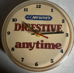 RETRO Vintage Advertising McVitie's Digestive Anytime Smiths Plastic Wall Clock - Picture 1 of 2