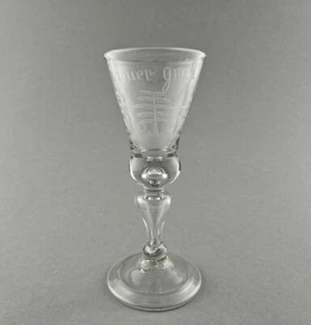 Barock - Pokalglas / Weinglas mit Inschrift "Immer grün". Sachsen, 18.Jh. - Picture 1 of 7