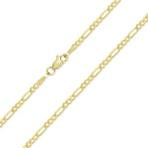 14K Yellow Gold Hollow Figaro Necklace Chain 2.5mm 16-24" -Polish Link Women Men - Picture 1 of 4
