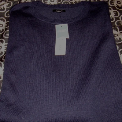 $75 NWT New APT 9 Mens 2XB Dark Navy Blue Crew Neck Sweater Merino Wool Washable - Image 1 of 2