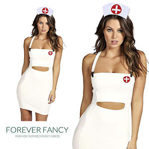 Nurse Naughty Fancy Dress Costume Ladies Womens Sexy Nurses Outfit UK 8 - 18