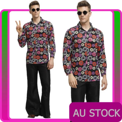 Disfraz de Baile Hippie Hippy Para Hombres Años 60 Años 70 Go Go Retro Groovy Disco Conjunto Foto 1 de 4