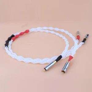 Pure Silver RCA Cable 100% Sterling Silver HIFI Audio Signal Interconnect Cable - Picture 1 of 8