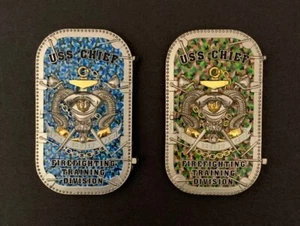 Lot of (2) USS CHIEF Camouflage Coins 2.5" x 1.5" Navy CPO Challenge Coins - Picture 1 of 2