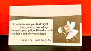 Tooth Fairy Visit Card x 4. Free Postage - Picture 1 of 1