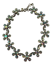 J. CREW Necklace Daisy Crystal Flower Floral Clear Iridescent Stone Collar - Picture 1 of 7