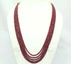 String Strand Necklace Red Ruby Diamond Cut Big Beads Treated Stones 5 lines - B