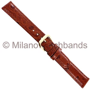 16mm deBeer Havana Handcrafted Ostrich Grain Genuine Calfskin Leather Watch Band - Picture 1 of 3