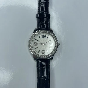 Patente plateada E LST cocodrilo negro cristales Japón damas acero inoxidable sin probar - Imagen 1 de 7