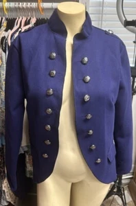 Suvimuga women’s size small open front jacket solid navy blue silver buttons new - Picture 1 of 4