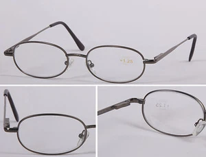 Occhiali da lettura metallo forma ovale L57 superba qualità/cerniere a molla/specifiche comfort - Foto 1 di 22