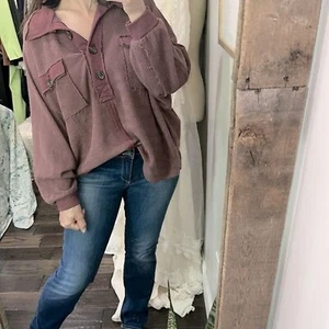 Bucket List Damen Mauve Button-Up Pullover Shirt Gr. Medium Oversized - Bild 1 von 6