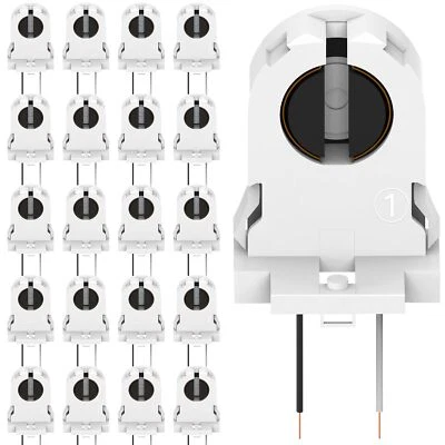 20-Pack  Screw Type T8 Lamp Holder with Wires UL Non-Shunted Tombstone Light Soc - Image 1 of 2