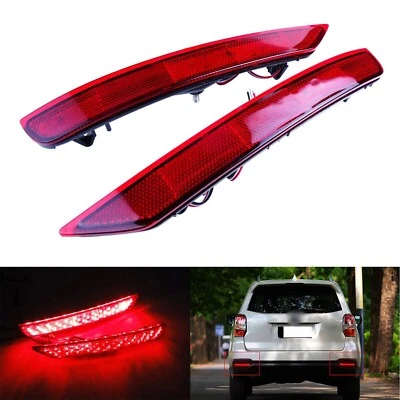 2x Red Lens Bumper Reflector LED Tail Brake Stop Light For 09-18 Subaru Forester - Image 1 of 4