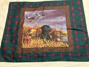Pillowcases SET OF 2 Vintage DOG LABRADOR  Duck Hunting NICE PRE-OWNED  28x21.5”