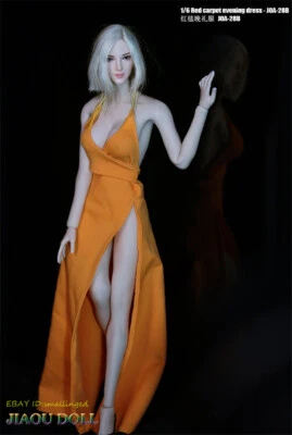New 1/6 Scale Female Orange Evening Dress Clothing Action Figure Toys Sex Appeal - Image 1 of 4