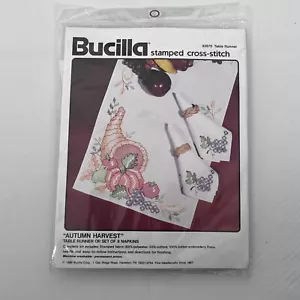 Bucilla 82871 Otoño Cosecha Estampado Punto de Cruz Servilletas Kit Nuevo de Lote Antiguo - Imagen 1 de 5