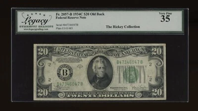 DBR 1934-C $20 FRN New York Old Back Fr. 2057-Bob Legacy 35 Serial B47346047B - Image 1 of 2