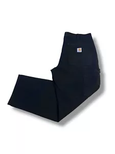 Salopette Carhartt B01 BLK doppio ginocchio jeans anatra 36X30 nero lavoro invecchiato dissolvenza - Foto 1 di 5
