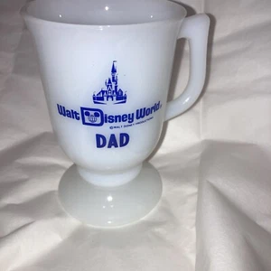 Walt Disney World DAD Coffee/Tea Mug White Milk Glass Pedestal base Vintage - Picture 1 of 12