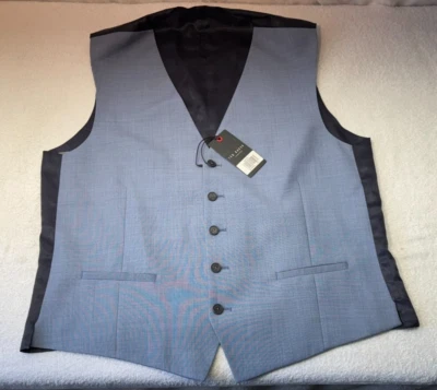 Ted Baker Wool Blend Waistcoat 44 Reg Mens Light Blue Orion Sharkskin Slim Fit - Image 1 of 4