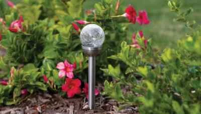 Berkley Jensen Steel Solar Crackle Glass Ball PathWay LED- 8 Pack - Image 1 of 4