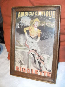 joli cadre illustration affichette "ambigu comique gigolette" ancien - Picture 1 of 5