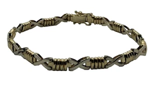 14K Two-Tone XOXO Love Bracelet With Double Safety Locks Made In Italy - Picture 1 of 9