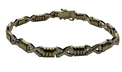 14K Two-Tone XOXO Love Bracelet With Double Safety Locks Made In Italy - Image 1 of 4