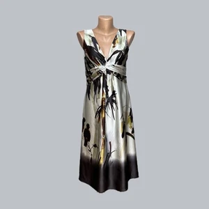 TED BAKER Damen Seiden Midi Ärmellos Kleid Größe 2/S - Bild 1 von 11
