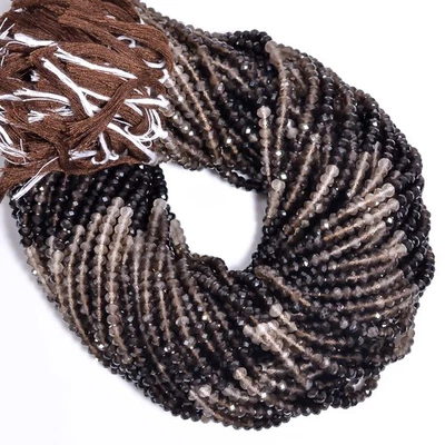 Cuarzo ahumado sombreado piedras preciosas forma redonda cuentas facetadas 4 mm hilo 12,5" AB-541 Foto 1 de 2