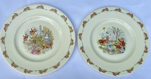 Bunnykins English Fine Bone China Set Of Two 8” Plates By Royal Doulton - Picture 1 of 6