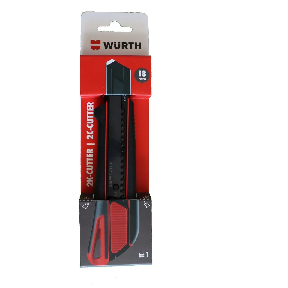 Würth 2K-Cutter-Messer mit Schieber | 18mm Klingenbreite | inkl. 3 Klingen - Bild 1 von 1