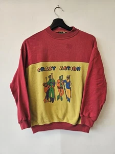 Vintage Crazy Action Sweatshirt Kid's Size 12 Skiing Graphic Pullover 90s - Picture 1 of 7