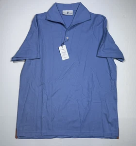 $189 New EDWARD ARMAH Men's Size X-Large XL Casual Blue Cotton V Neck Polo - Picture 1 of 6