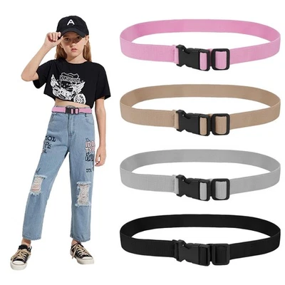 4 Pack Kids Elastic Adjustable Belts Stretch Belts with Black Buckle for Pant - Image 1 of 4