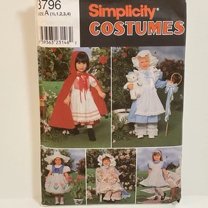 Simplicity Sewing Pattern 8796 Costume Toddler Dress, Pinafore, Cape, 1/2-4Uncut - Picture 1 of 2