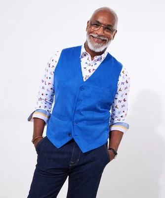 Joe Browns Men's Microsuede Waistcoat, Blue, 40 - Image 1 of 4