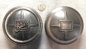 PAIR BUICK Script Screw-on Hubcaps 1929 Standard For Wood Wheels One is Original - Picture 1 of 11