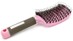 Vented Curved Boar Bristle Paddle Hair Brush for Blow Drying, Anti-frizz Deta... - Picture 1 of 9