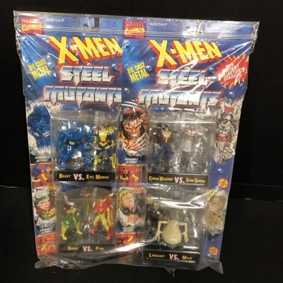 1994 Toy Biz Marvel Diecast X-Men Steel Mutants conjunto completo de 4. Selado - Imagem 1 de 4