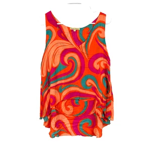 Pineapples Art To Wear Swirls Sleeveless Layered Tank Top Blouse Shirt Top Small - Picture 1 of 8