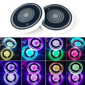 1pair Cup Pad Car Accessories LED Lights Cover Interior Decoration Lamp 7 Colors - Bild 1 von 14