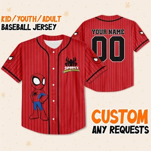 Personalize Spidey And His Amazing Friends Red Custom Spider Verse Baseball Jers - Picture 1 of 8