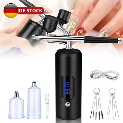 AIRBRUSH SET MIT SPRITZPISTOLE kabelloses KOMPRESSOR KOMPLETT SET Sprüh Pistole - Bild 1 von 4