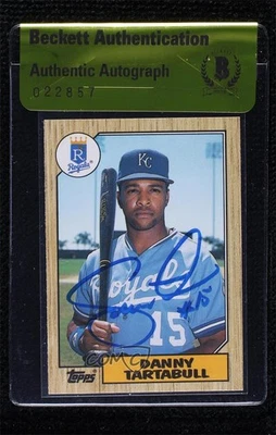 BAS 1987 Topps Traded Danny Tartabull #120T Beckett Auth Sticker Auto - Image 1 of 2