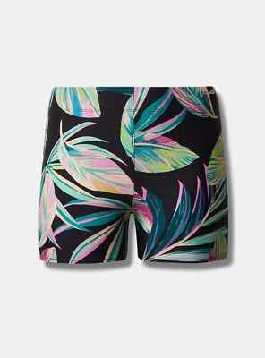 Torrid High-Rise Strappy Side 3.5 Inch Palm Swim Short Black 3 3X 22 24 #B92001 - Image 1 of 3