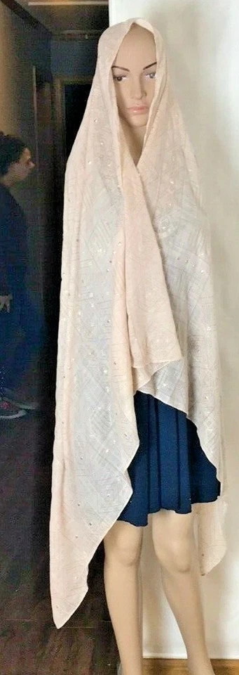 Stella & Dot Mujer Lentejuelas Bufanda Chal Sarong 64" x 42.5" Color Rosa Carnoso Foto 1 de 4